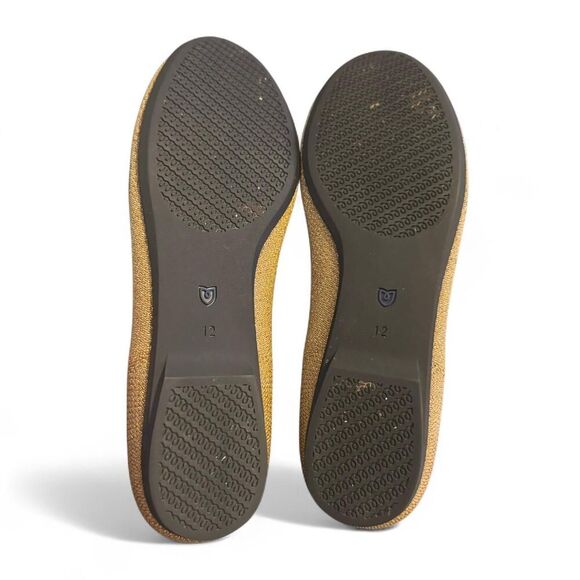 Rothy’s Women’s Size 12 Ballet Flats Metallic Gold Round Toe Eco Knit Shoes - Picture 8 of 8